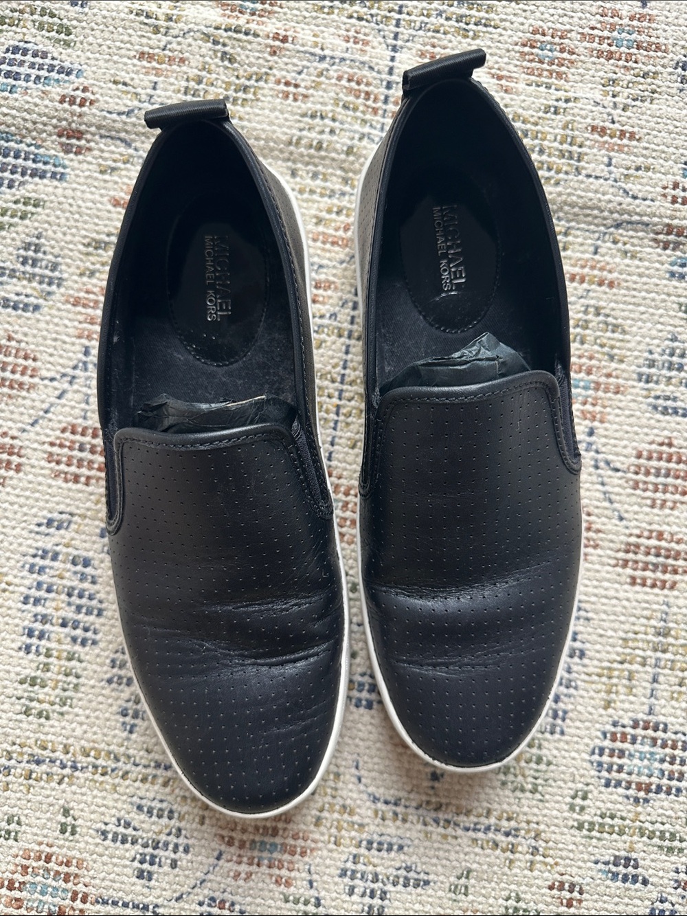 Michael Kors Men’s Black Perforated Slip-On Sneakers